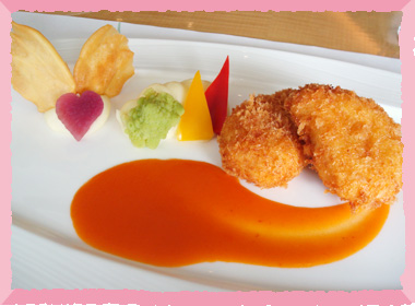 蟹クリームコロッケ 温野菜添え